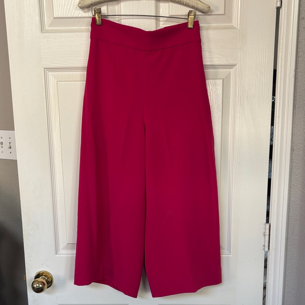 Elegant Pink Wide-Leg capri Pants